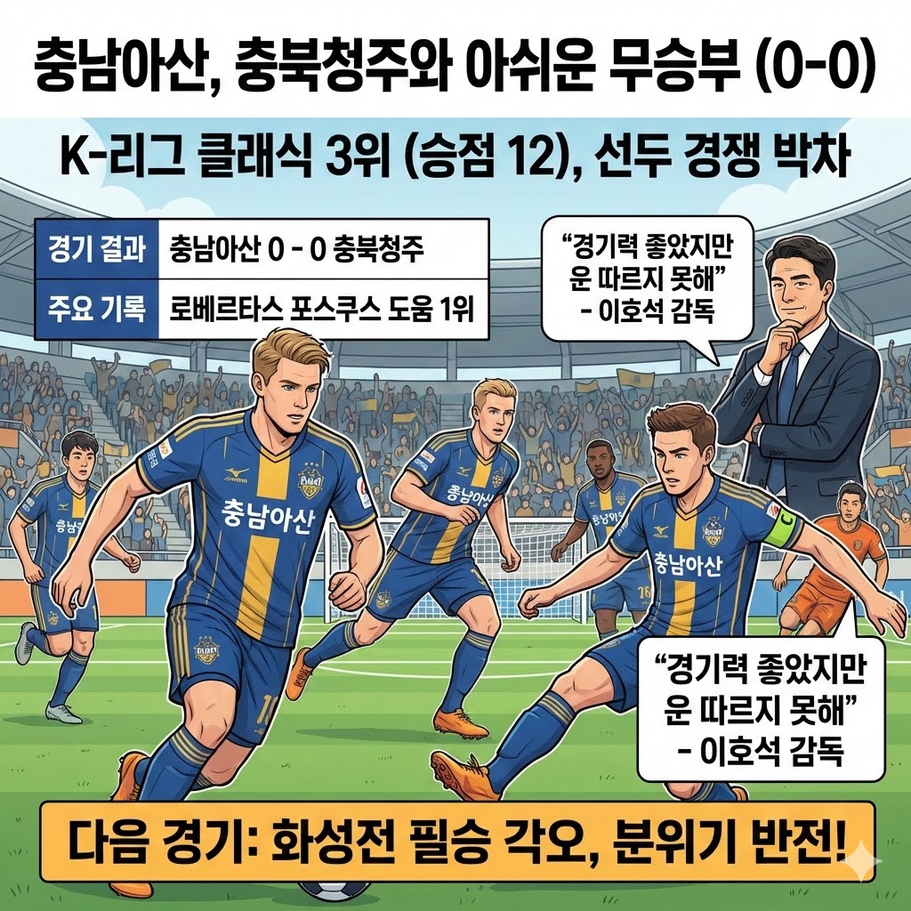 충남아산 감독 [아쉬운 무승부, 운이 없었다]